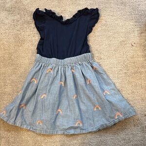 Denim and Rainbow Navy Girls Dress 4T